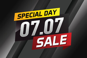 7.7 Special day sale word concept vector illustration with ribbon and 3d style for use landing page, template, ui, web, mobile app, poster, banner, flyer, background, gift card, coupon

