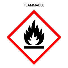 Flammable warning sign vector. Globally harmonized system hazard pictograms symbol. Warning symbol GHS icon.