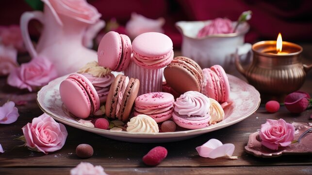 desserts pink plate