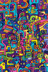 Fototapeta premium A lively abstract painting featuring a multitude of bold and varied colors, creating a dynamic and energetic composition