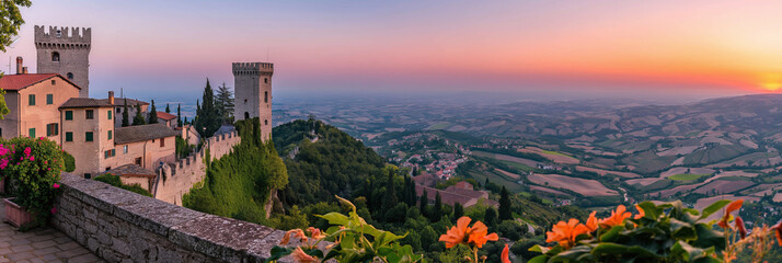 Great City in the World Evoking San Marino City in San Marino - obrazy, fototapety, plakaty