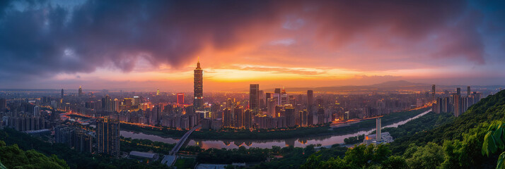 Naklejka premium Great City in the World Evoking Taipei in Taiwan