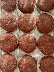 Frozen Meat Patties Ready for Cooking. Semi-finished products. 