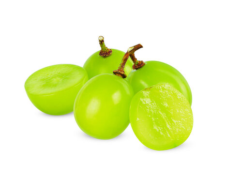 Yelly green grape isolated on white background.