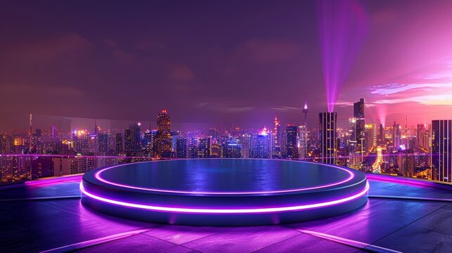 Radiate confidence and glamour with this rooftop podium image showcasing the vibrant city below and the sparkling lights above. Your . .