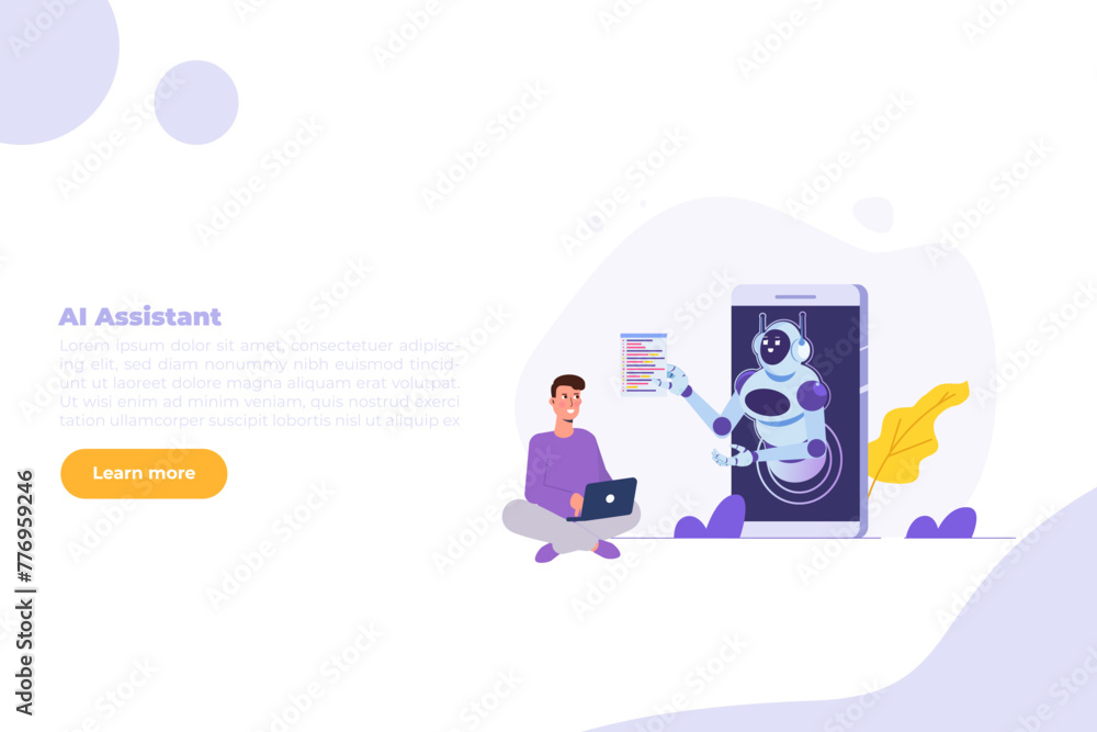 Aufkleber coding bot, chat bot developed concept. vector illustrations for banner, website, landing page, flye