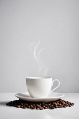 Cup of coffee on pure white background