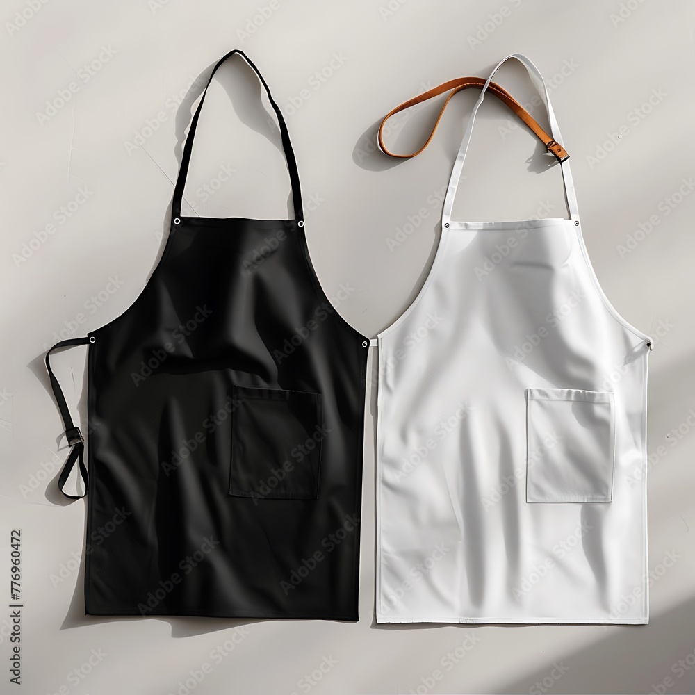 Wall mural White and black aprons, apron mockup, clean apron