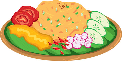 Nasi goreng is an Indonesian and Malaysian fried rice dish