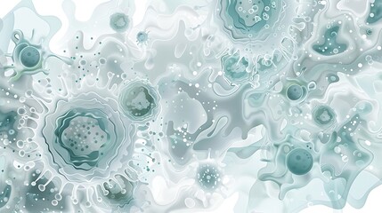 A background image with abstract representations of viruses