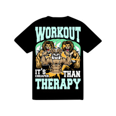 Workout it's than therapy quotes tshirt Design Template. Fitness & Diet Daily Fitness Sheets Gym Physical Activity Training Quotes T-shirt Design Template.