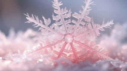 Fotobehang shot silver and pink snowflake © vectorwin