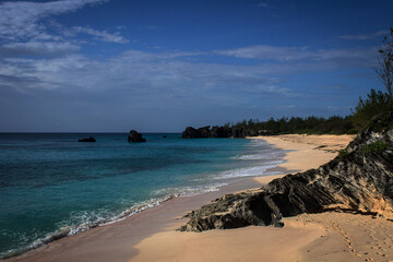 Marley beach scenic view, sunny noon, Bermuda