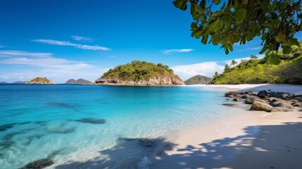 Fototapeta premium Tropical beach with turquoise water and white sand