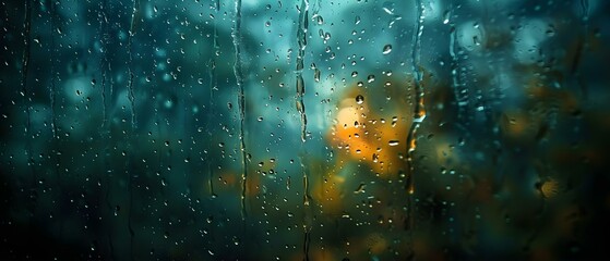 Raindrops Splattered Against the Window: A Moment of Tranquility. Concept Rainy Day Photography, Window Art, Tranquil Moments - obrazy, fototapety, plakaty