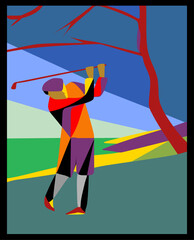 Colorful abstract background,golfer - 776971632