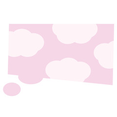 Pastel text bubbles with pink cloud background for cartoon, comic, marketing, communications, sticker, decoration, social media, print, template, manga, messages, card, nature, chat, landscape