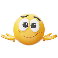 3D illustration of shrug. 3d emoji