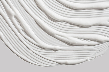 Face or body white cream gel peeling scrub assortment set hair balm gray background