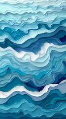 Obraz premium Surreal Paper Cut Waves in Gradient Hues. Generative ai