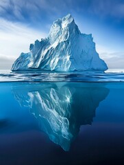 Majestic Iceberg Reflection in Arctic Waters. Generative ai