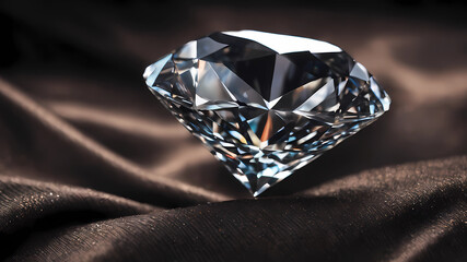 Round-cut diamond gemstone on a black background