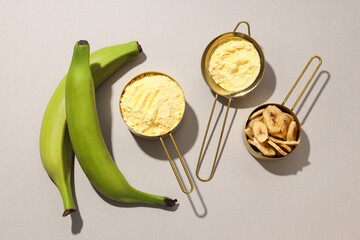 Banana flour, concept of cooking food, tasty banana flour