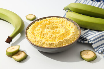 Banana flour, concept of cooking food, tasty banana flour