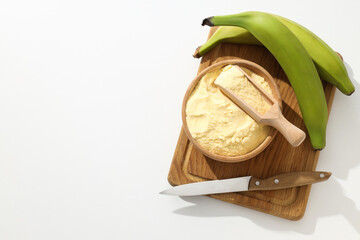 Banana flour, concept of cooking food, tasty banana flour