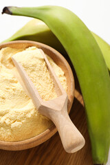 Banana flour, concept of cooking food, tasty banana flour