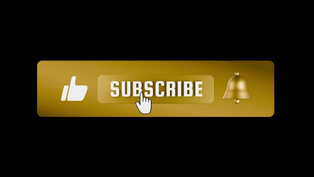 Gold subscribe button animation with alpha channel use as a lower third