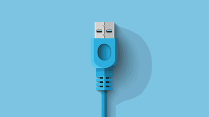 Computer cable plug usb plug in blue background - obrazy, fototapety, plakaty