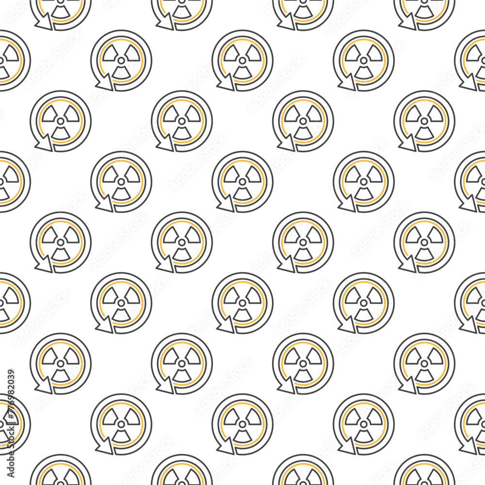 Poster arrow with radiation vector danger zone thin line seamless pattern
