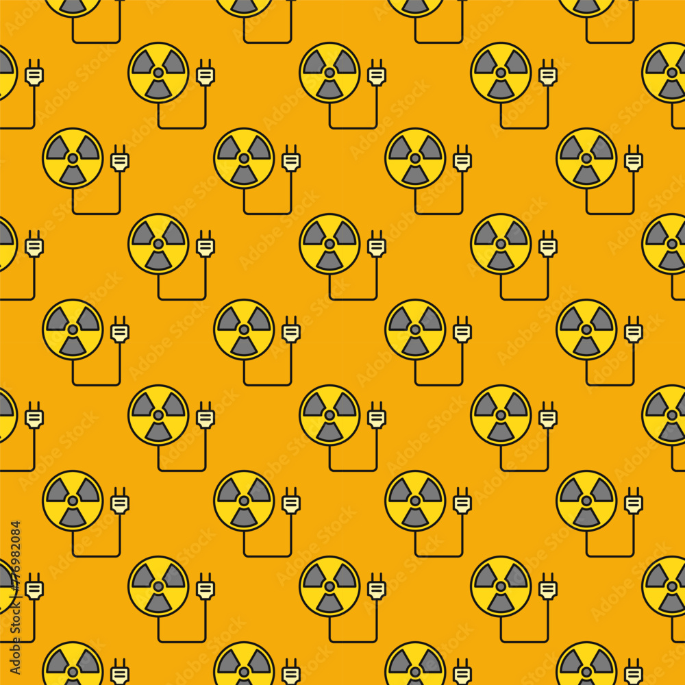 Poster plug from radiation symbol vector radiation warning colored seamless pattern