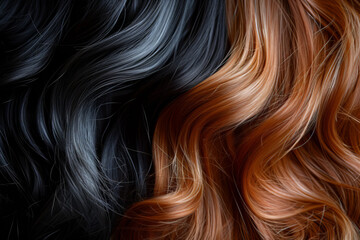 Close-up of Multicolored Strands of Hair in High Detail - obrazy, fototapety, plakaty