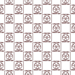 Caution Radiation vector Radiation Warning linear seamless pattern
