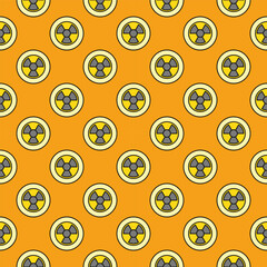 Radiation Circle vector Radioactive Hazard colored seamless pattern