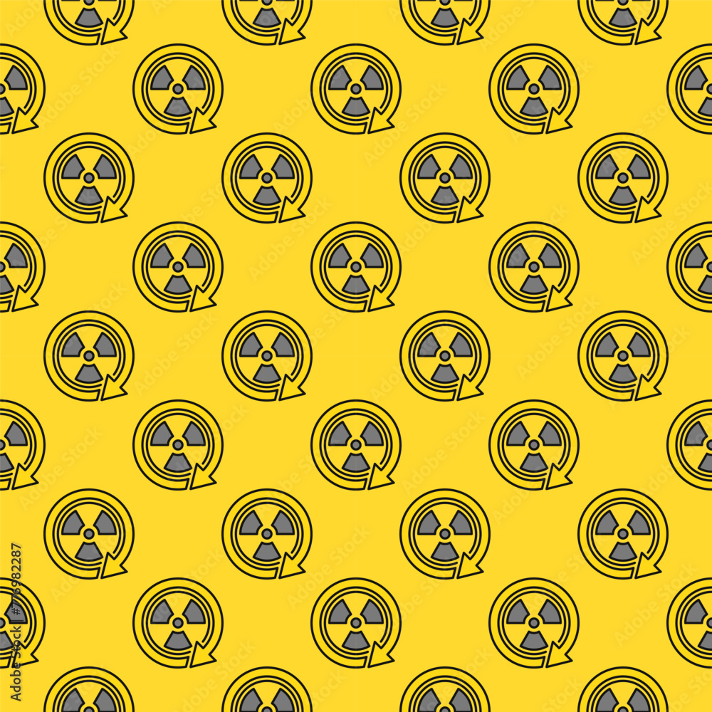 Poster radiation sign inside arrow vector danger zone colored seamless pattern