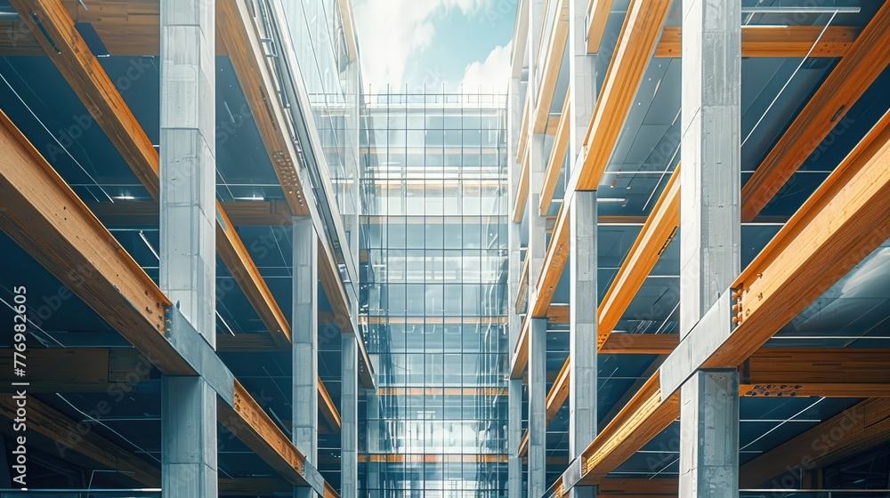 Poster A office building with a structure. Generative AI.