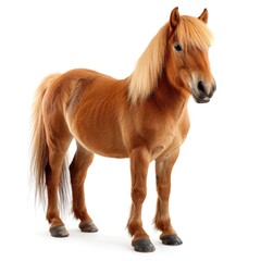 Welsh Pony standing in natural pose isolated on white background, photo realistic