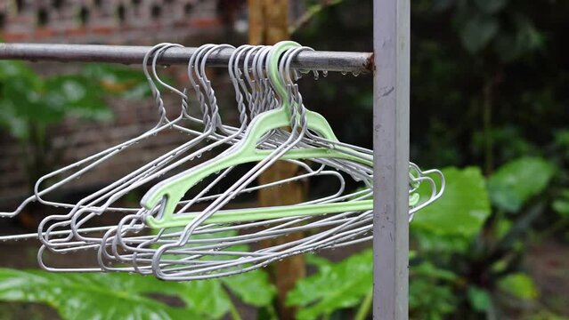 Organizing Clothes Hangers Outdoors