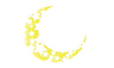 Moon and stars closeup. stars inside moon. Yellow moon and stars isolated on white background. Vector icon
