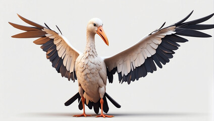 stork bird on transparent background - obrazy, fototapety, plakaty