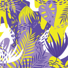 Tropical background seamless leaves