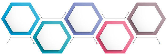 Infographic template with 5 hexagons