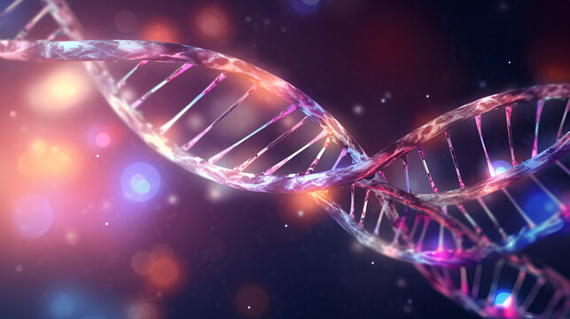 Abstract DNA technology. Science medical concept. Futuristic background, DNA double helix genetic material.