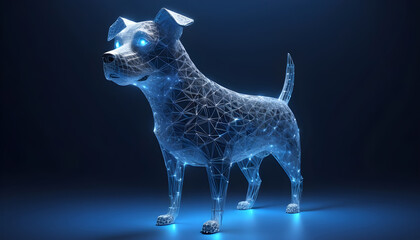 Obraz premium Blue background on futuristic dog Cute funny dog form lines and triangles 7