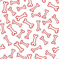 Seamless pattern with hand-drawn red bones. Dog treats. Hand drawn background illustration on isolated background. Kids design