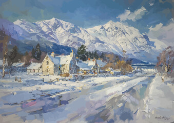 small village at the foot mointain