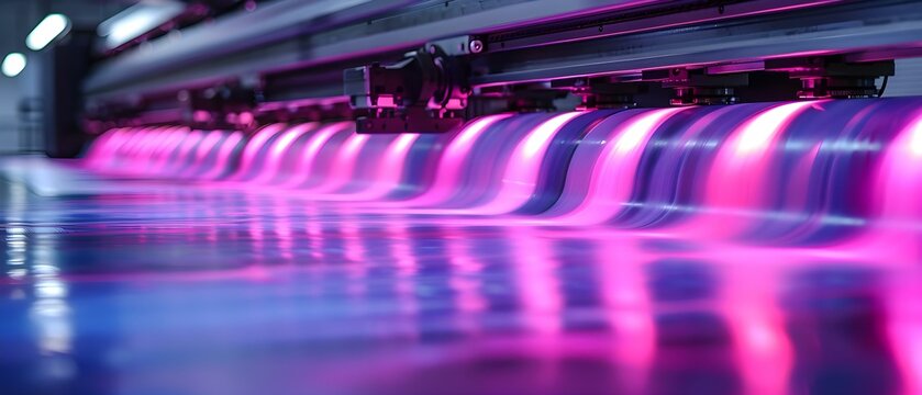 Digital inkjet printer in operation for large format printing. Concept Inkjet Printing, Large Format Printer, Digital Technology, Printing Operations, Graphic Design